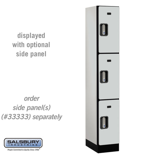 Salsbury 12" Wide Triple Tier Designer Wood Locker - 1 Wide - 6 Feet High - 18 Inches Deep - Gray - Silver Electronic Locks - Sweatfully