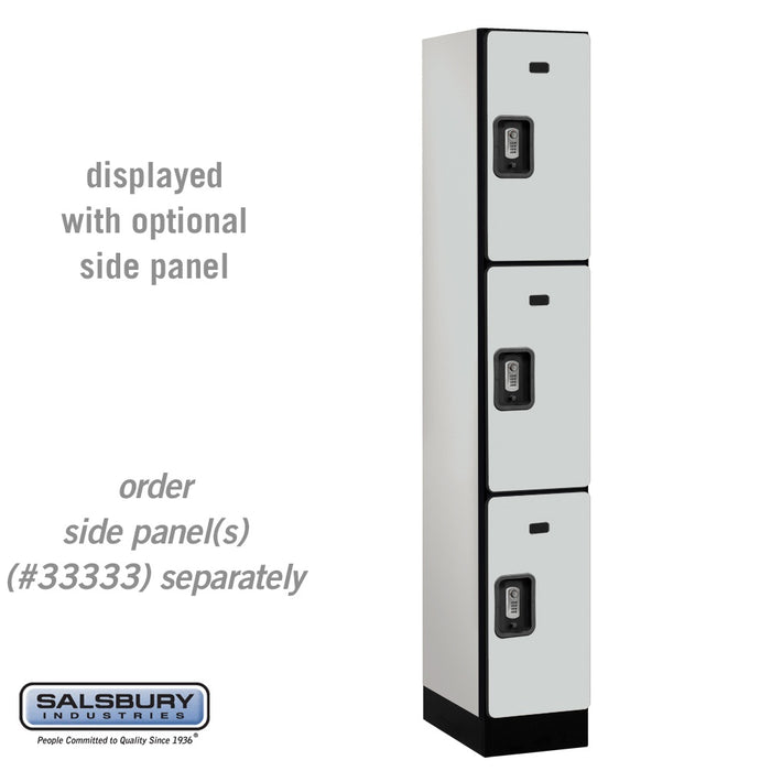 Salsbury 12" Wide Triple Tier Designer Wood Locker - 1 Wide - 6 Feet High - 18 Inches Deep - Gray - Silver Resettable Combination Locks - Sweatfully