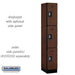 Salsbury 12" Wide Triple Tier Designer Wood Locker - 1 Wide - 6 Feet High - 18 Inches Deep - Mahogany - Silver Resettable Combination Locks - Sweatfully
