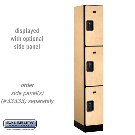 Salsbury 12" Wide Triple Tier Designer Wood Locker - 1 Wide - 6 Feet High - 18 Inches Deep - Maple - Black Resettable Combination Locks - Sweatfully