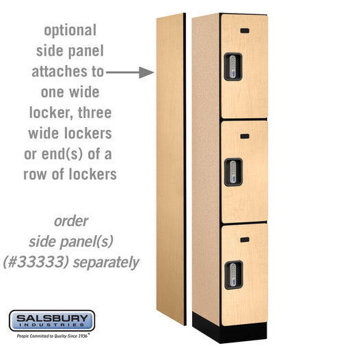 Salsbury 12" Wide Triple Tier Designer Wood Locker - 1 Wide - 6 Feet High - 18 Inches Deep - Maple - Silver Electronic Locks - Sweatfully