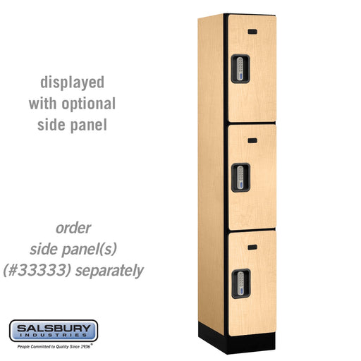 Salsbury 12" Wide Triple Tier Designer Wood Locker - 1 Wide - 6 Feet High - 18 Inches Deep - Maple - Silver Electronic Locks - Sweatfully