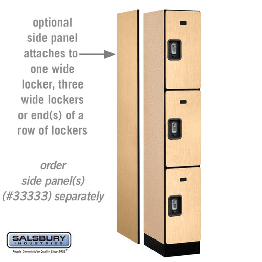 Salsbury 12" Wide Triple Tier Designer Wood Locker - 1 Wide - 6 Feet High - 18 Inches Deep - Maple - Silver Resettable Combination Locks - Sweatfully