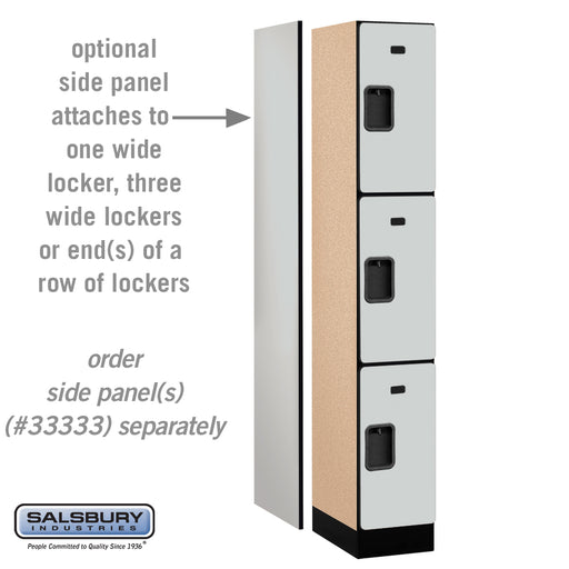 Salsbury 12" Wide Triple Tier Designer Wood Locker - 1 Wide - 6 Feet High - 18 Inches Deep - Gray - Hasps - Sweatfully