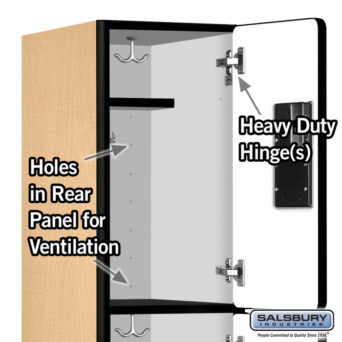 Salsbury 12" Wide Triple Tier Designer Wood Locker - 1 Wide - 6 Feet High - 18 Inches Deep - Maple - Hasps - Sweatfully