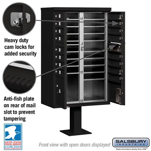 Salsbury Cluster Box Unit with 16 Doors and 2 Parcel Lockers with USPS Access – Type III Mailbox - Sweatfully