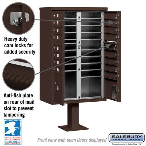 Salsbury Cluster Box Unit with 16 Doors and 2 Parcel Lockers with USPS Access – Type III Mailbox - Sweatfully
