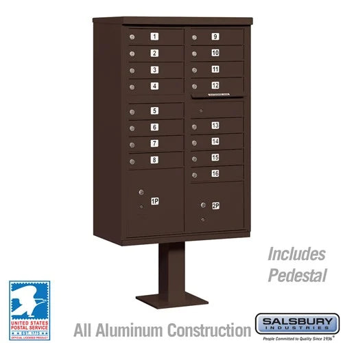 Salsbury Cluster Box Unit with 16 Doors and 2 Parcel Lockers with USPS Access – Type III Mailbox - Sweatfully