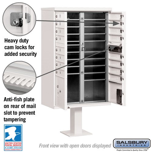 Salsbury Cluster Box Unit with 16 Doors and 2 Parcel Lockers with USPS Access – Type III Mailbox - Sweatfully