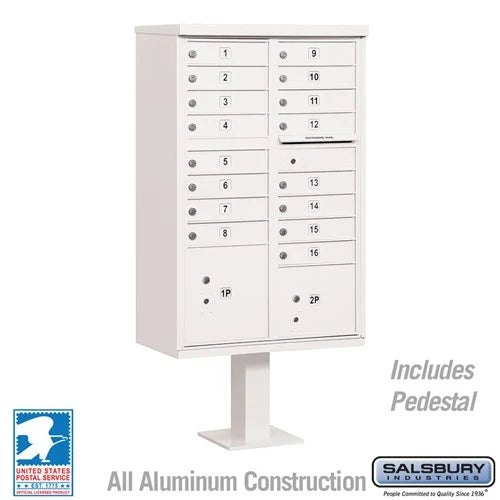 Salsbury Cluster Box Unit with 16 Doors and 2 Parcel Lockers with USPS Access – Type III Mailbox - Sweatfully