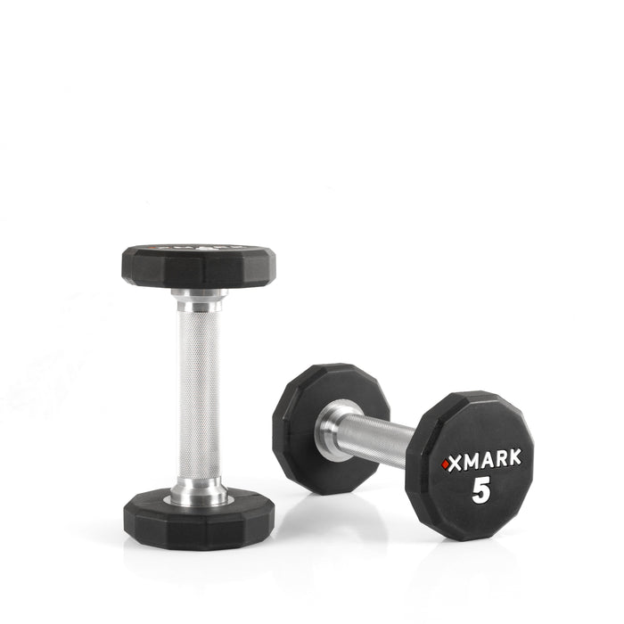 XMARK 12-Sided Commercial Urethane Dumbbells (5-50 lb and 5-75 lb Sets) XM-9104-3323-550S - Sweatfully