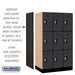 Salsbury 12" Wide Triple Tier Designer Wood Locker - 3 Wide - 5 Feet High - 21 Inches Deep - Black - Silver Resettable Combination Locks - Sweatfully