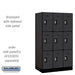 Salsbury 12" Wide Triple Tier Designer Wood Locker - 3 Wide - 5 Feet High - 21 Inches Deep - Black - Silver Resettable Combination Locks - Sweatfully
