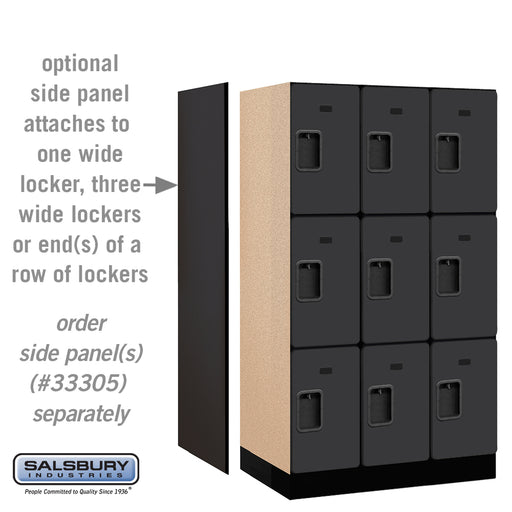Salsbury 12" Wide Triple Tier Designer Wood Locker - 3 Wide - 5 Feet High - 21 Inches Deep - Black - Hasps - Sweatfully