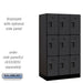 Salsbury 12" Wide Triple Tier Designer Wood Locker - 3 Wide - 5 Feet High - 21 Inches Deep - Black - Hasps - Sweatfully