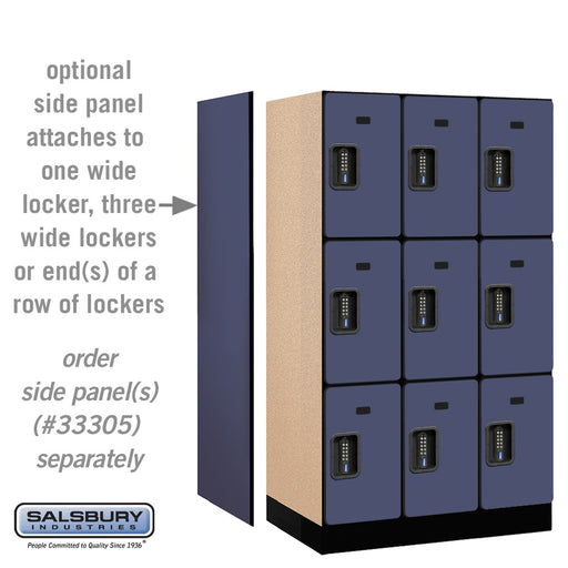 Salsbury 12" Wide Triple Tier Designer Wood Locker - 3 Wide - 5 Feet High - 21 Inches Deep - Blue - Black Electronic Locks - Sweatfully
