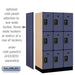Salsbury 12" Wide Triple Tier Designer Wood Locker - 3 Wide - 5 Feet High - 21 Inches Deep - Blue - Black Resettable Combination Locks - Sweatfully