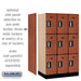 Salsbury 12" Wide Triple Tier Designer Wood Locker - 3 Wide - 5 Feet High - 21 Inches Deep - Cherry - Silver Electronic Locks - Sweatfully