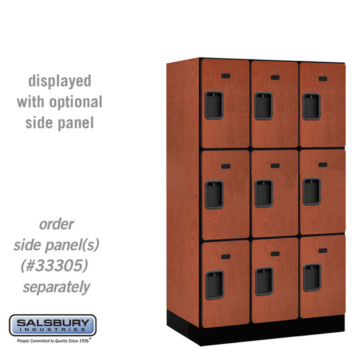 Salsbury 12" Wide Triple Tier Designer Wood Locker - 3 Wide - 5 Feet High - 21 Inches Deep - Cherry - Hasps - Sweatfully