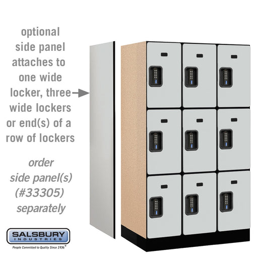 Salsbury 12" Wide Triple Tier Designer Wood Locker - 3 Wide - 5 Feet High - 21 Inches Deep - Gray - Black Electronic Locks - Sweatfully