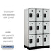 Salsbury 12" Wide Triple Tier Designer Wood Locker - 3 Wide - 5 Feet High - 21 Inches Deep - Gray - Black Resettable Combination Locks - Sweatfully