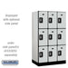 Salsbury 12" Wide Triple Tier Designer Wood Locker - 3 Wide - 5 Feet High - 21 Inches Deep - Gray - Silver Resettable Combination Locks - Sweatfully