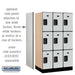 Salsbury 12" Wide Triple Tier Designer Wood Locker - 3 Wide - 5 Feet High - 21 Inches Deep - Gray - Hasps - Sweatfully