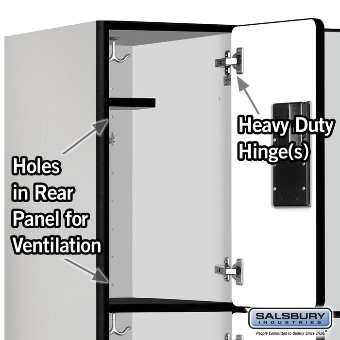 Salsbury 12" Wide Triple Tier Designer Wood Locker - 3 Wide - 5 Feet High - 21 Inches Deep - Gray - Hasps - Sweatfully