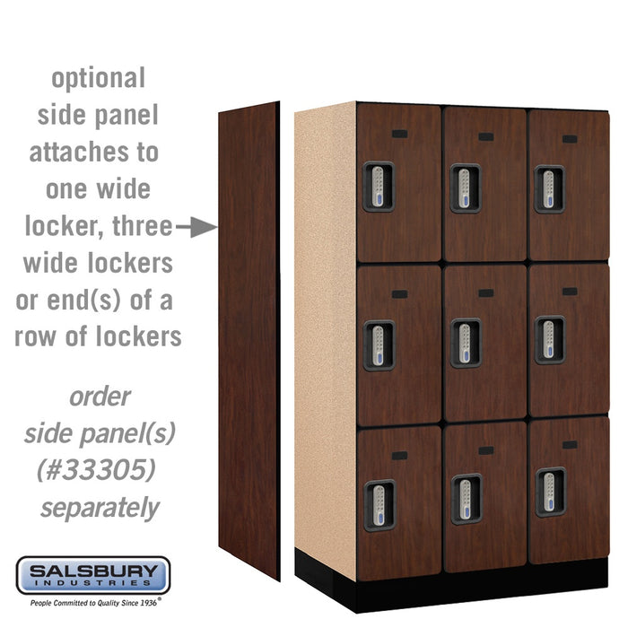 Salsbury 12" Wide Triple Tier Designer Wood Locker - 3 Wide - 5 Feet High - 21 Inches Deep - Mahogany - Silver Electronic Locks - Sweatfully