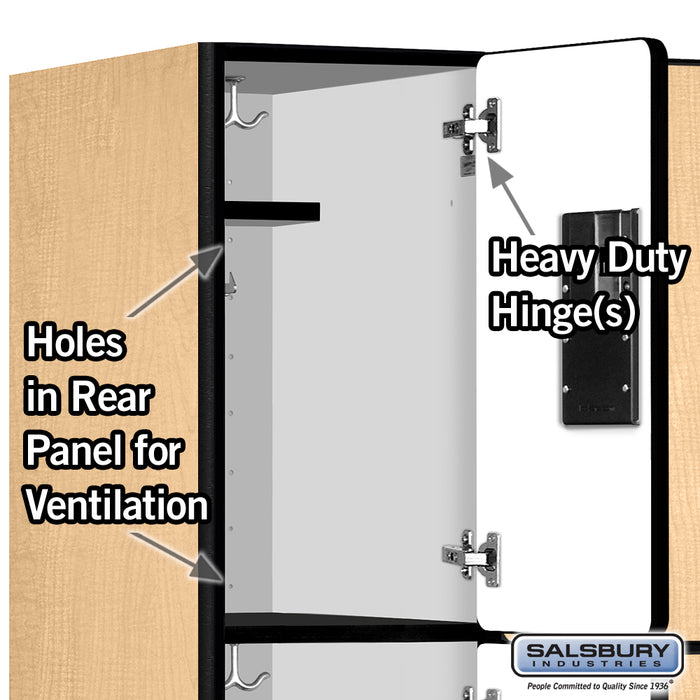 Salsbury 12" Wide Triple Tier Designer Wood Locker - 3 Wide - 5 Feet High - 21 Inches Deep - Maple - Hasps - Sweatfully