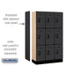 Salsbury 12" Wide Triple Tier Designer Wood Locker - 3 Wide - 5 Feet High - 15 Inches Deep - Black - Black Resettable Combination Locks - Sweatfully