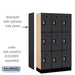 Salsbury 12" Wide Triple Tier Designer Wood Locker - 3 Wide - 5 Feet High - 15 Inches Deep - Black - Silver Resettable Combination Locks - Sweatfully