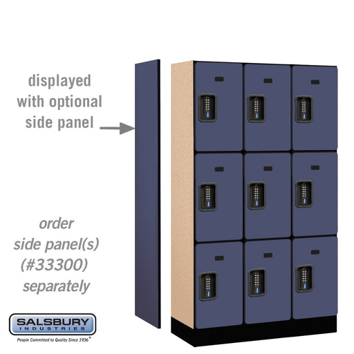 Salsbury 12" Wide Triple Tier Designer Wood Locker - 3 Wide - 5 Feet High - 15 Inches Deep - Blue - Black Electronic Locks - Sweatfully