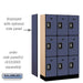 Salsbury 12" Wide Triple Tier Designer Wood Locker - 3 Wide - 5 Feet High - 15 Inches Deep - Blue - Silver Resettable Combination Locks - Sweatfully