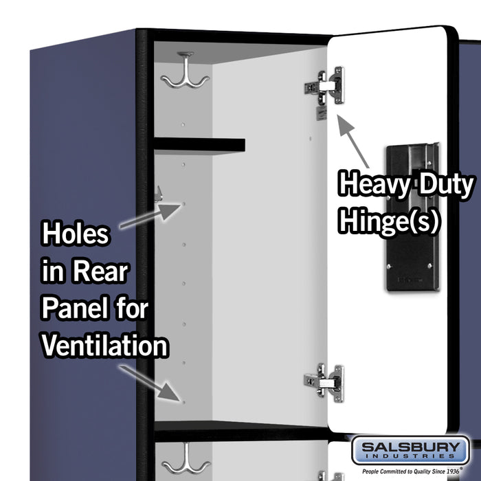Salsbury 12" Wide Triple Tier Designer Wood Locker - 3 Wide - 5 Feet High - 15 Inches Deep - Blue - Hasps - Sweatfully