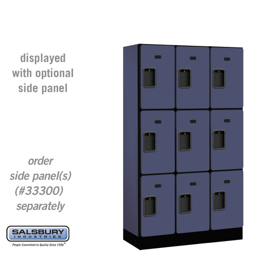 Salsbury 12" Wide Triple Tier Designer Wood Locker - 3 Wide - 5 Feet High - 15 Inches Deep - Blue - Hasps - Sweatfully