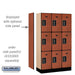 Salsbury 12" Wide Triple Tier Designer Wood Locker - 3 Wide - 5 Feet High - 15 Inches Deep - Cherry - Black Electronic Locks - Sweatfully