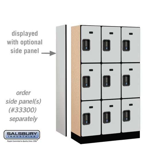 Salsbury 12" Wide Triple Tier Designer Wood Locker - 3 Wide - 5 Feet High - 15 Inches Deep - Gray - Black Electronic Locks - Sweatfully