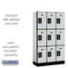 Salsbury 12" Wide Triple Tier Designer Wood Locker - 3 Wide - 5 Feet High - 15 Inches Deep - Gray - Black Electronic Locks - Sweatfully