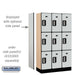 Salsbury 12" Wide Triple Tier Designer Wood Locker - 3 Wide - 5 Feet High - 15 Inches Deep - Gray - Silver Electronic Locks - Sweatfully