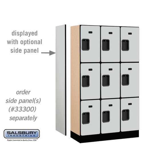 Salsbury 12" Wide Triple Tier Designer Wood Locker - 3 Wide - 5 Feet High - 15 Inches Deep - Gray - Hasps - Sweatfully