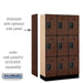 Salsbury 12" Wide Triple Tier Designer Wood Locker - 3 Wide - 5 Feet High - 15 Inches Deep - Mahogany - Black Resettable Combination Locks - Sweatfully