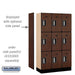 Salsbury 12" Wide Triple Tier Designer Wood Locker - 3 Wide - 5 Feet High - 15 Inches Deep - Mahogany - Silver Electronic Locks - Sweatfully