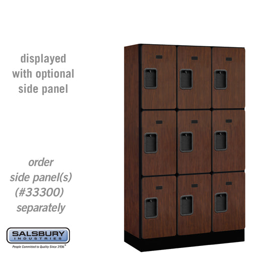 Salsbury 12" Wide Triple Tier Designer Wood Locker - 3 Wide - 5 Feet High - 15 Inches Deep - Mahogany - Hasps - Sweatfully