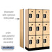 Salsbury 12" Wide Triple Tier Designer Wood Locker - 3 Wide - 5 Feet High - 15 Inches Deep - Maple - Silver Electronic Locks - Sweatfully