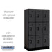 Salsbury 12" Wide Triple Tier Designer Wood Locker - 3 Wide - 5 Feet High - 18 Inches Deep - Black - Black Resettable Combination Locks - Sweatfully