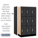 Salsbury 12" Wide Triple Tier Designer Wood Locker - 3 Wide - 5 Feet High - 18 Inches Deep - Black - Silver Electronic Locks - Sweatfully