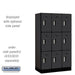 Salsbury 12" Wide Triple Tier Designer Wood Locker - 3 Wide - 5 Feet High - 18 Inches Deep - Black - Silver Electronic Locks - Sweatfully