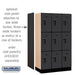 Salsbury 12" Wide Triple Tier Designer Wood Locker - 3 Wide - 5 Feet High - 18 Inches Deep - Black - Hasps - Sweatfully