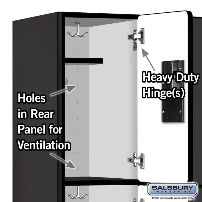 Salsbury 12" Wide Triple Tier Designer Wood Locker - 3 Wide - 5 Feet High - 18 Inches Deep - Black - Hasps - Sweatfully